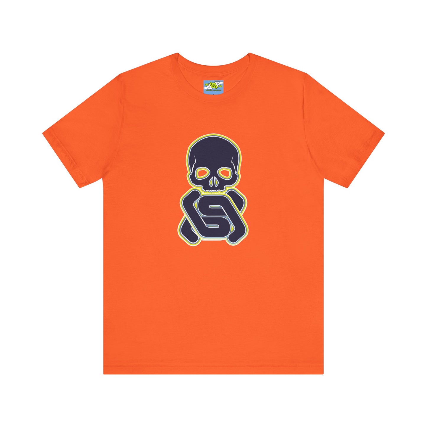 Navy Skull & GG Crossbones, Yellow outline, Orange Shirt